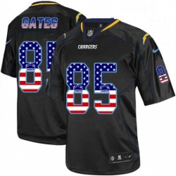 Men Nike Los Angeles Chargers 85 Antonio Gates Elite Black USA Flag Fashion NFL Jersey