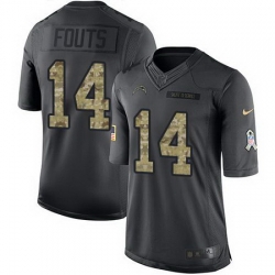 Nike Chargers #14 Dan Fouts Black Mens Stitched NFL Limited 2016 Salute to Service Jersey