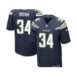 Nike San Diego Chargers 34 Donald Brown Dark Blue Elite NFL Jersey