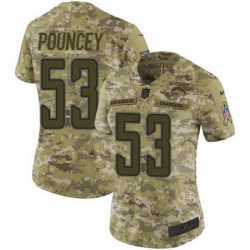 Nike Chargers 53 Mike Pouncey Camo Womens Stitched NFL Limited 2018 Salute to Service Jersey