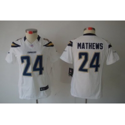 Nike Women San Diego Charger #24 Mathews White Color[Women Limited Jerseys]