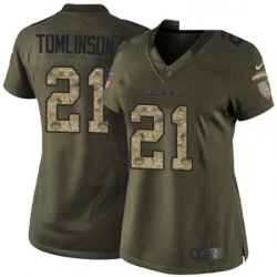 Womens Nike Los Angeles Chargers 21 LaDainian Tomlinson Elite Green Salute to Service NFL Jersey