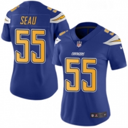 Womens Nike Los Angeles Chargers 55 Junior Seau Limited Electric Blue Rush Vapor Untouchable NFL Jersey