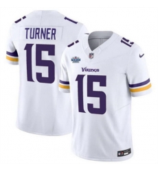 Men Minnesota Vikings 15 Dallas Turner White 2024 With Draft Patch F U S E Vapor Untouchable Limited Stitched Jersey