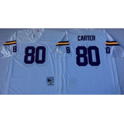 Men Minnesota Vikings 80 Cris Carter White M&N Throwback Jersey