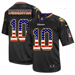 Mens Nike Minnesota Vikings 10 Fran Tarkenton Elite Black USA Flag Fashion NFL Jersey