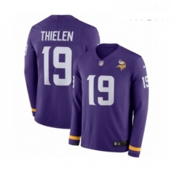 Mens Nike Minnesota Vikings 19 Adam Thielen Limited Purple Therma Long Sleeve NFL Jersey