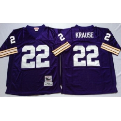 Vikings 22 Paul Krause Purple Throwback Jersey