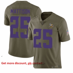 Vikings 25 Alexander Mattison Olive Men Stitched Football Limited 2017 Salute to Service Jersey