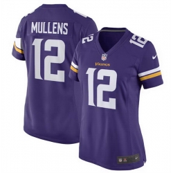 Women Minnesota Vikings 12 Nick Mullens Purple Stitched Jersey 