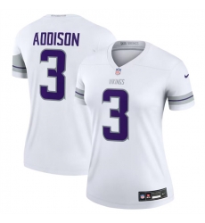 Women Minnesota Vikings 3 Jordan Addison White Winter Warrior Limited Stitched Jersey