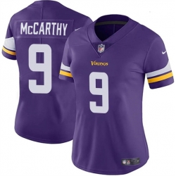 Women Minnesota Vikings 9 J J  McCarthy Purple 2024 Draft Vapor Stitched Jersey