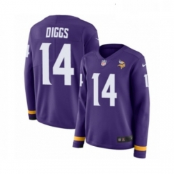 Womens Nike Minnesota Vikings 14 Stefon Diggs Limited Purple Therma Long Sleeve NFL Jersey