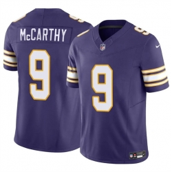 Youth Minnesota Vikings 9 J J  McCarthy Purple 2024 Draft F U S E  Throwback Vapor Untouchable Limited Stitched Jersey