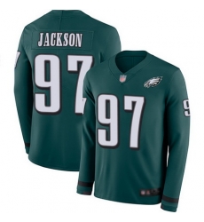 Eagles #97 Malik Jackson Midnight Green Team Color Men Stitched Football Limited Therma Long Sleeve Jersey