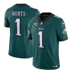 Men Philadelphia Eagles 1 Jalen Hurts Green 2023 F U S E  With C Patch Vapor Untouchable Limited Stitched Football Jersey