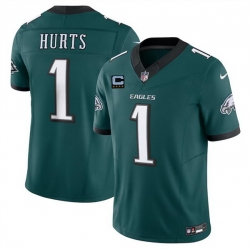 Men Philadelphia Eagles 1 Jalen Hurts Green F U S E With 4 Star C Patch Vapor Untouchable Limited Stitched Football Jersey