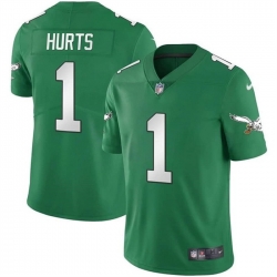 Men Philadelphia Eagles 1 Jalen Hurts Green Vapor Limited Stitched Football Jersey