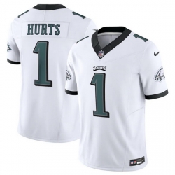 Men Philadelphia Eagles 1 Jalen Hurts White 2023 F U S E  Vapor Untouchable Limited Stitched Football Jersey