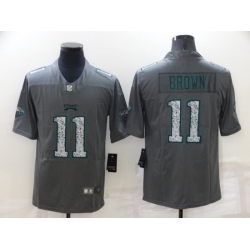 Men Philadelphia Eagles 11 A J Brown Gray Fashion Static Limited Stitched Jerse