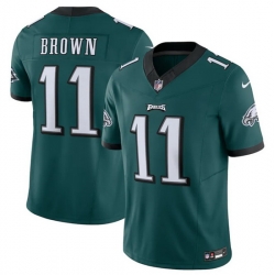 Men Philadelphia Eagles 11 A J  Brown Green 2023 F U S E  Vapor Untouchable Limited Stitched Football Jersey