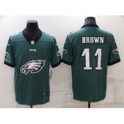 Men Philadelphia Eagles 11 A J Brown Green Team Big Logo Limited Stitched jersey