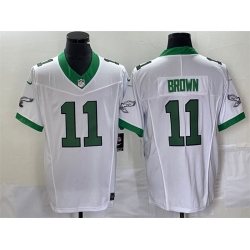 Men Philadelphia Eagles 11 A J Brown White 2023 F U S E Vapor Untouchable Stitched Football Jersey