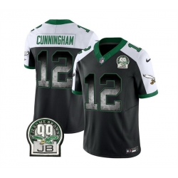 Men Philadelphia Eagles 12 Randall Cunningham Black White 2023 F U S E  Throwback Vapor Untouchable Limited Stitched Football Jersey