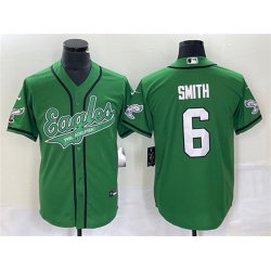 Men Philadelphia Eagles 6 DeVonta Smith Green Cool Base Stitched Baseball Jersey