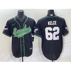 Men Philadelphia Eagles 62 Jason Kelce Black Cool Base Stitched Baseball Jersey