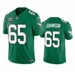 Men Philadelphia Eagles 65 Lane Johnson Green 2023 F U S E  With C Patch Vapor Untouchable Stitched Football Jersey