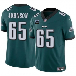 Men Philadelphia Eagles 65 Lane Johnson Green F U S E With 3 Star C Patch Vapor Untouchable Limited Stitched Football Jersey