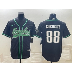 Men Philadelphia Eagles 88 Dallas Goedert Black With Patch Cool Base Stitched Baseball Jersey