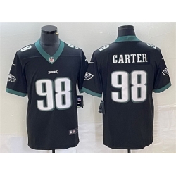 Men Philadelphia Eagles 98 Jalen Carter Black Vapor Limited Stitched Football Jersey