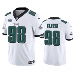 Men Philadelphia Eagles 98 Jalen Carter White 2023 F U S E  With Prem1ere Patch Vapor Untouchable Limited Stitched Football Jersey