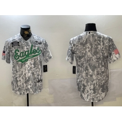 Men Philadelphia Eagles big logo 2024 F U S E Arctic Camo Salute To Service Limited Stitched Jersey 15