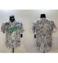 Men Philadelphia Eagles big logo 2024 F U S E Arctic Camo Salute To Service Limited Stitched Jersey 9