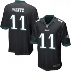 Mens Nike Philadelphia Eagles 11 Carson Wentz Game Black Alternate NFL Jersey