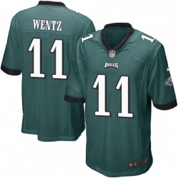 Mens Nike Philadelphia Eagles 11 Carson Wentz Game Midnight Green Team Color NFL Jersey