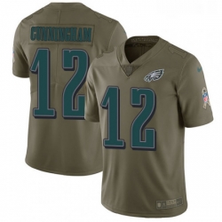 Mens Nike Philadelphia Eagles 12 Randall Cunningham Limited Olive 2017 Salute to Service NFL Jersey