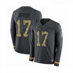 Mens Nike Philadelphia Eagles 17 Alshon Jeffery Limited Black Salute to Service Therma Long Sleeve NFL Jersey