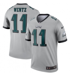 Nike Eagles 11 Carson Wentz Silver Inverted Legend Jersey