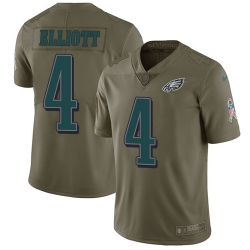 Nike Eagles #4 Jake Elliott Olive Mens Stitched NFL Limited 2017 Salute To Service Jersey