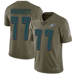 Nike Eagles #77 Michael Bennett Olive Mens Stitched NFL Limited 2017 Salute To Service Jersey