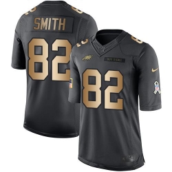 Nike Eagles #82 Torrey Smith Black Mens Stitched NFL Limited Gold Salute To Service Jersey