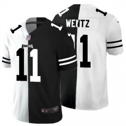 Philadelphia Eagles 11 Carson Wentz Men Black V White Peace Split Nike Vapor Untouchable Limited NFL Jersey