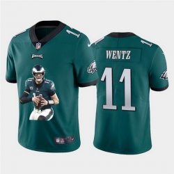 Philadelphia Eagles 11 Carson Wentz Men Nike Player Signature Moves Vapor Limited NFL Jersey Green