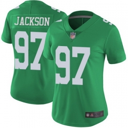 Eagles 97 Malik Jackson Green Womens Stitched Football Limited Rush Jersey