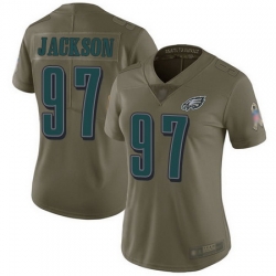 Eagles 97 Malik Jackson Olive Womens Stitched Football Limited 2017 Salute to Service Jersey