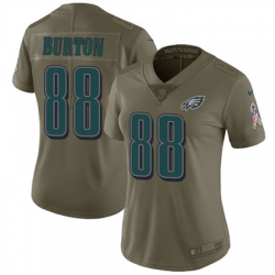 Nike Eagles #88 Trey Burton Olive Womens Stitched NFL Limited 2017 Salute to Service Jersey